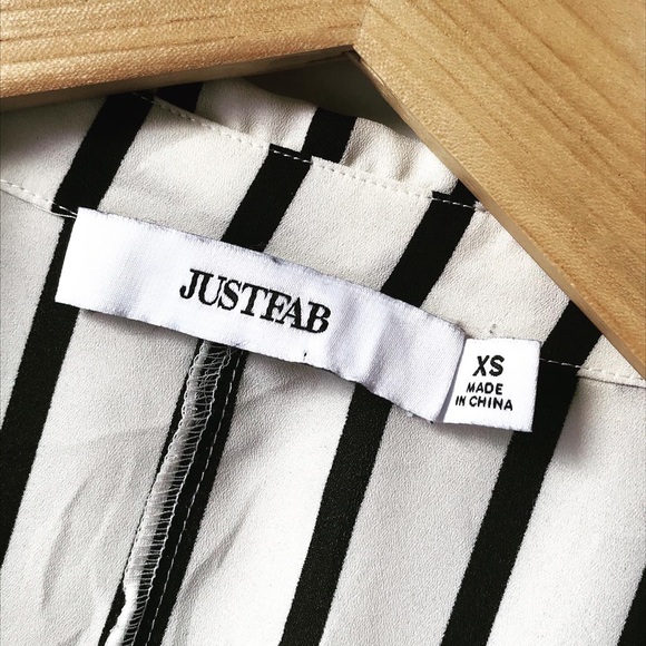 Black and White Pinstriped Draped Blouse - Picture 3 of 6